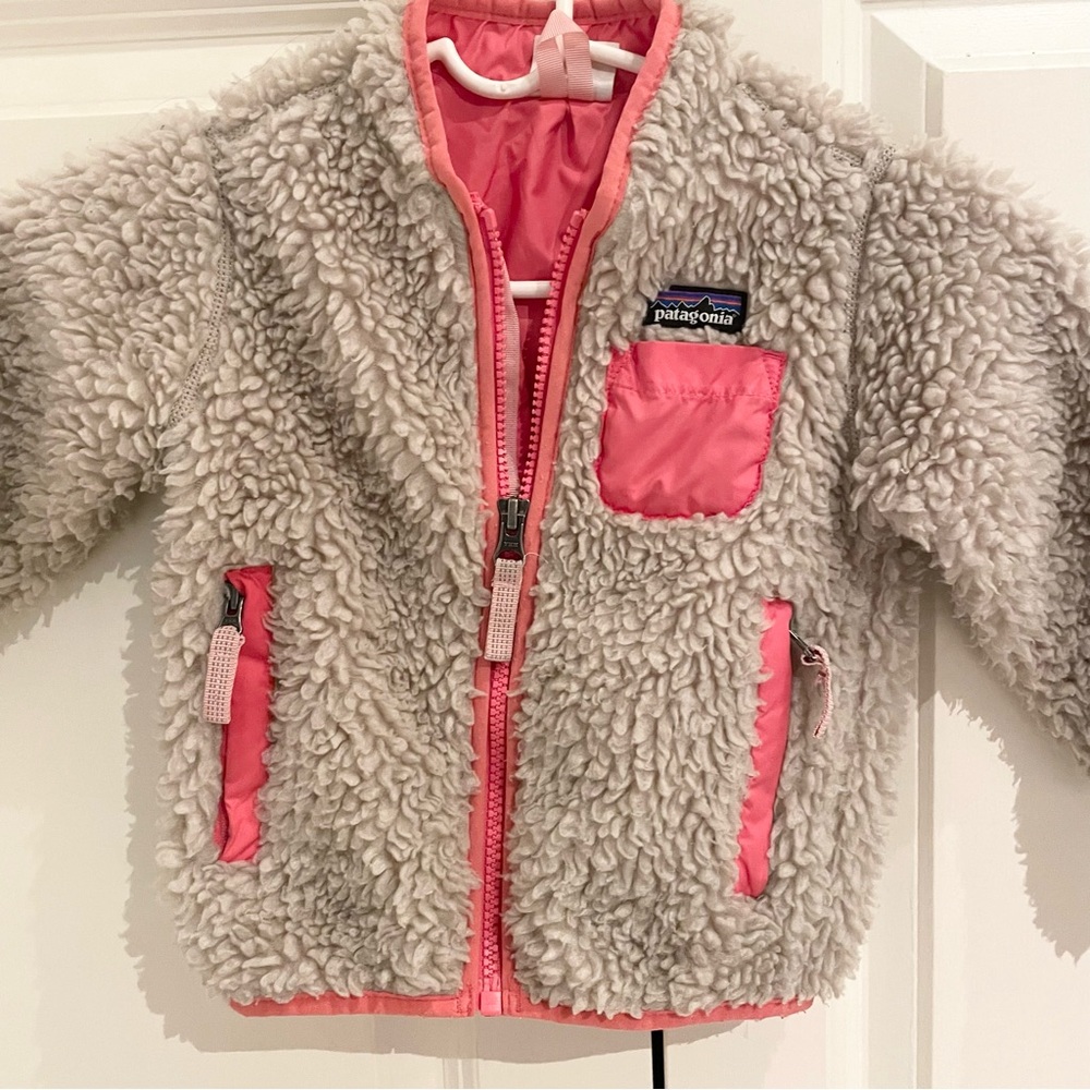 Patagonia Gray and Pink Fleece Jacket